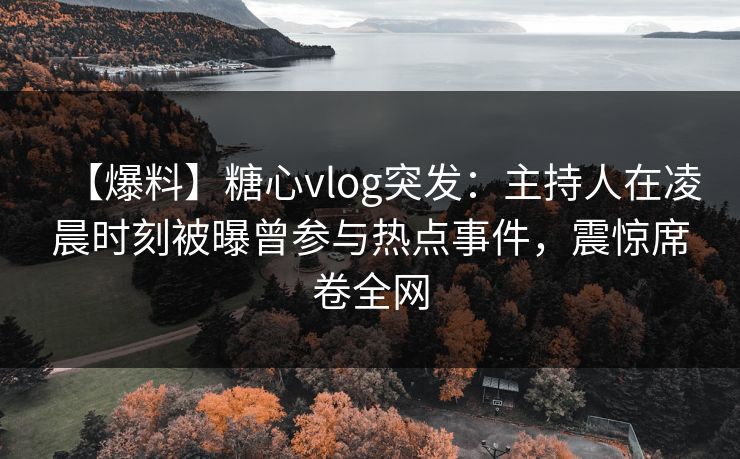【爆料】糖心vlog突发:主持人在凌晨时刻被曝曾参与热点事件,震惊席卷全网 【爆料】糖心vlog突发:主持人在凌晨时刻被曝曾参与热点事件,震惊席卷全网