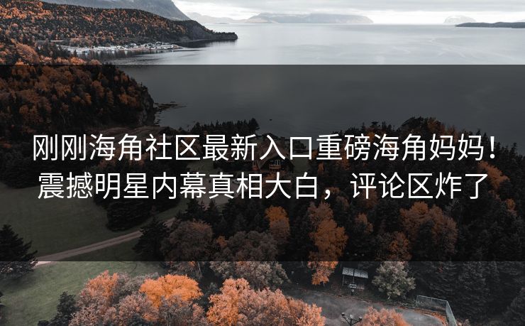 刚刚海角社区最新入口重磅海角妈妈！震撼明星内幕真相大白，评论区炸了