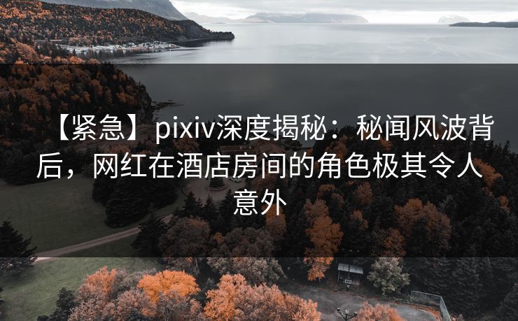【紧急】pixiv深度揭秘：秘闻风波背后，网红在酒店房间的角色极其令人意外