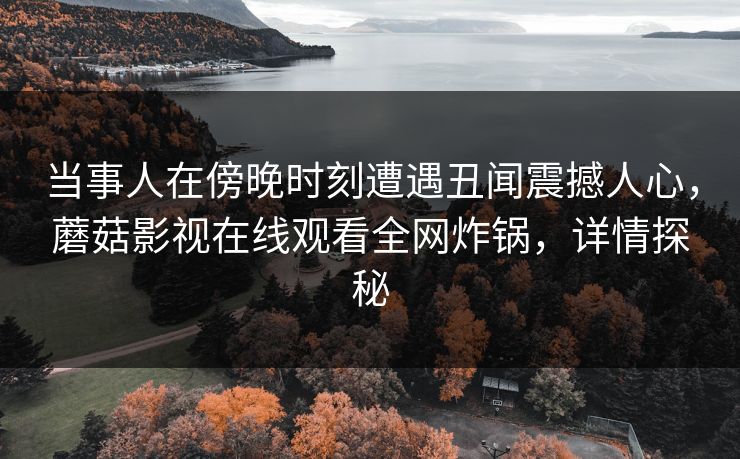 当事人在傍晚时刻遭遇丑闻震撼人心，蘑菇影视在线观看全网炸锅，详情探秘