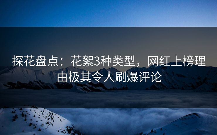 探花盘点：花絮3种类型，网红上榜理由极其令人刷爆评论