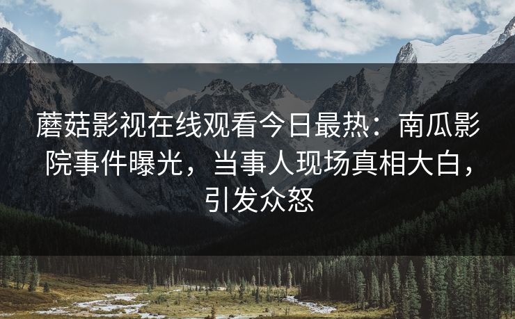蘑菇影视在线观看今日最热：南瓜影院事件曝光，当事人现场真相大白，引发众怒