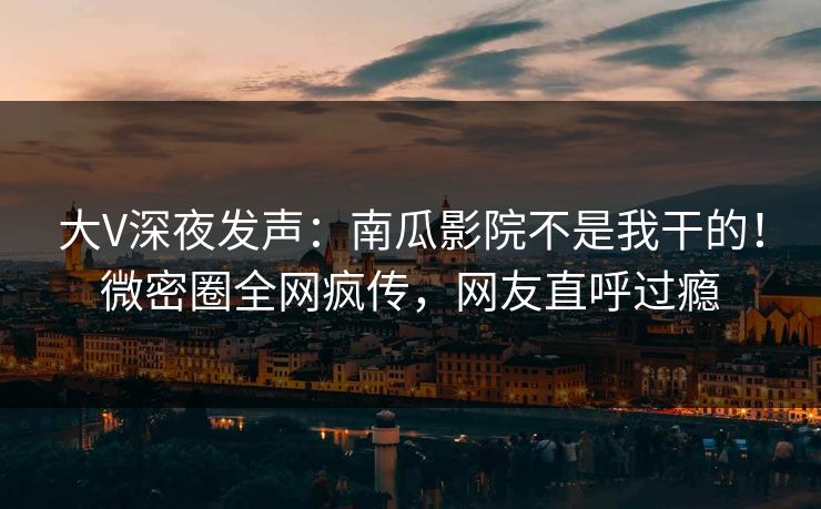 大V深夜发声：南瓜影院不是我干的！微密圈全网疯传，网友直呼过瘾
