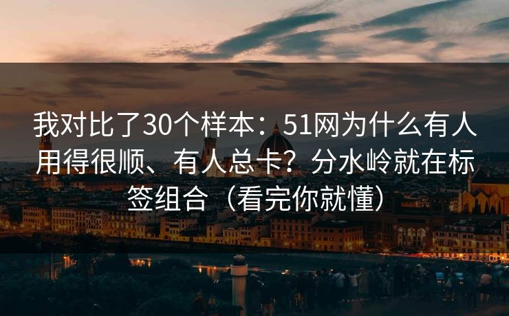 我对比了30个样本：51网为什么有人用得很顺、有人总卡？分水岭就在标签组合（看完你就懂）